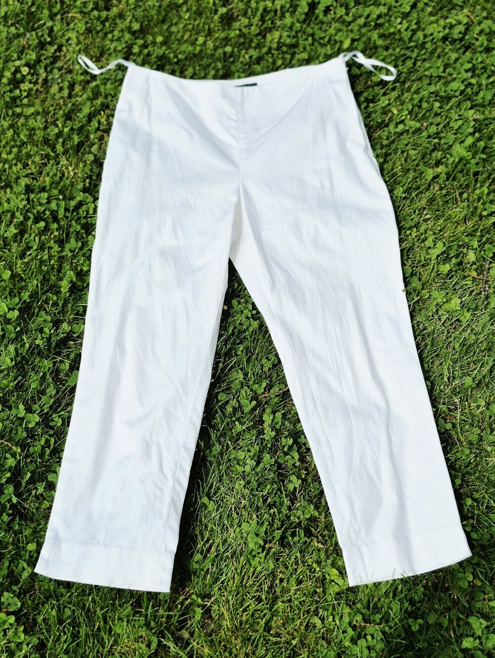 VINTAGE Lauren Ralph Lauren PETITE White Cropped Cotton Pants 10P